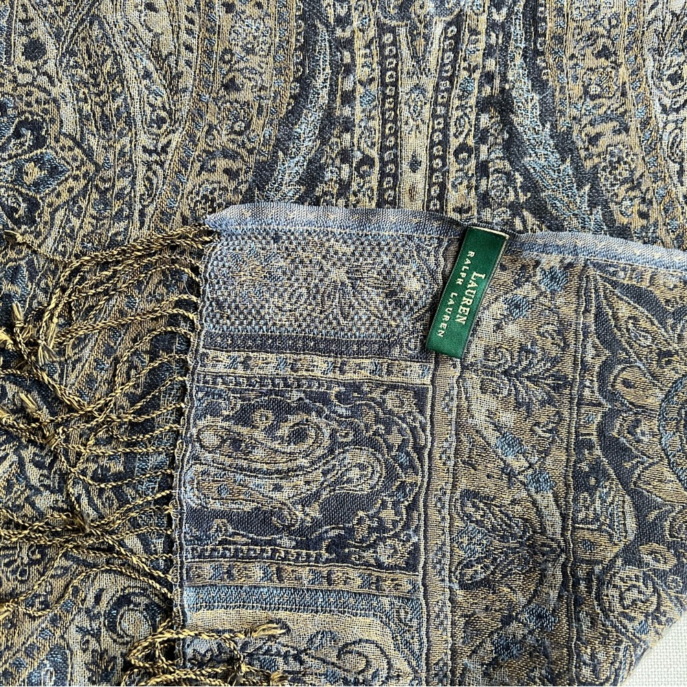 Vintage wool Ralph Lauren paisley tassel scarf